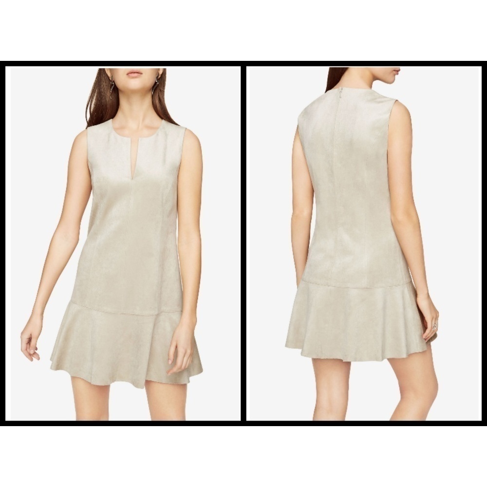 💕BCBGMAXAZRIA💕 Adelene Faux Suede Dress Light Stone Medium M NWT